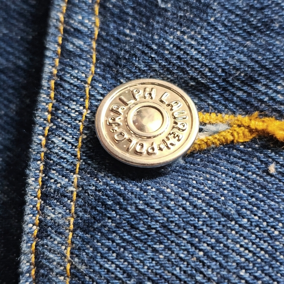 1980's Polo Barn Chore Denim Jacket - Wool Liner - Mens L - Picture 6 of 8